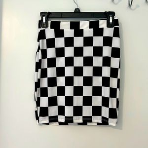 Race car checkered stretch shirt skirt